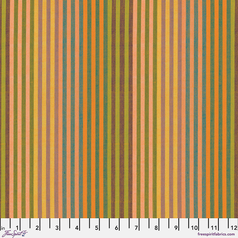 Close-up of fabric with multicolor stripes in bright shades.