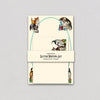 Letter writing set with cat illustrations on a gray background
