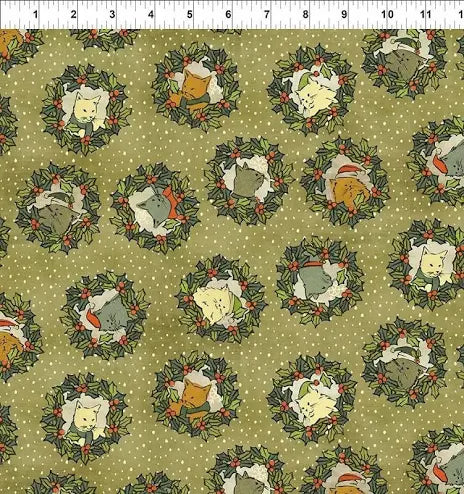 Christmas Wreath Cats in Multi Fabric Eeschenck