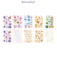 Sticker sheet set with various designs on a white background