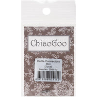 Two mini ChiaoGoo stainless steel cable connectors in platic package