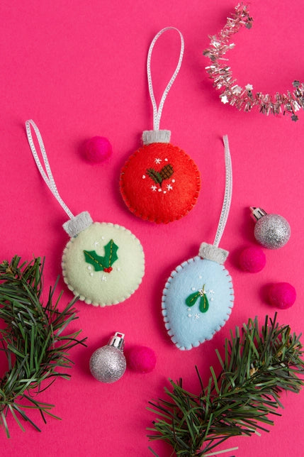 Christmas Baubles Felt Craft Kit Kit Hawthorn Handmade