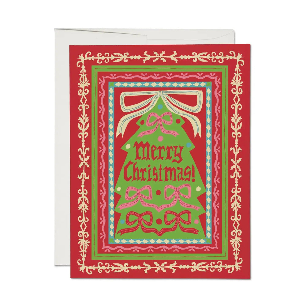 Christmas card with decorative border and 'Merry Christmas!' text on a white background