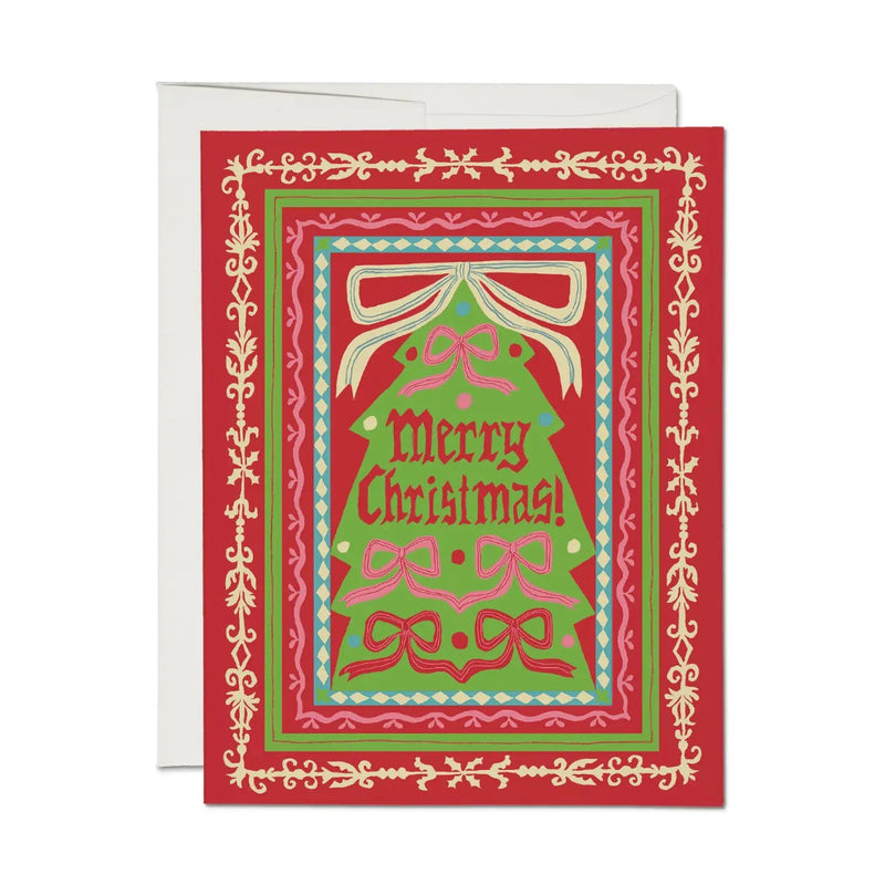 Christmas card with decorative border and 'Merry Christmas!' text on a white background