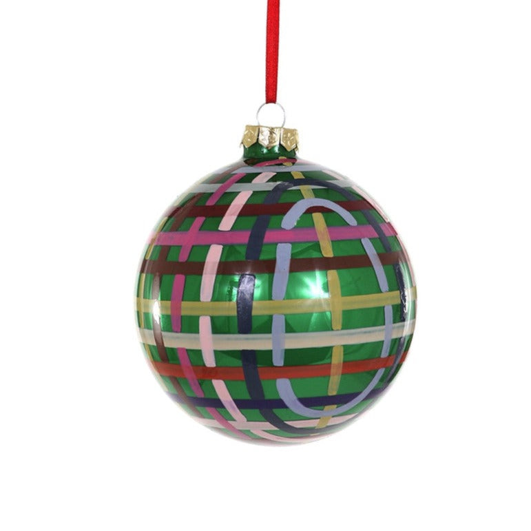 Colorful Pattern Painted Ornament -Green Ornament Cody Foster and Co.
