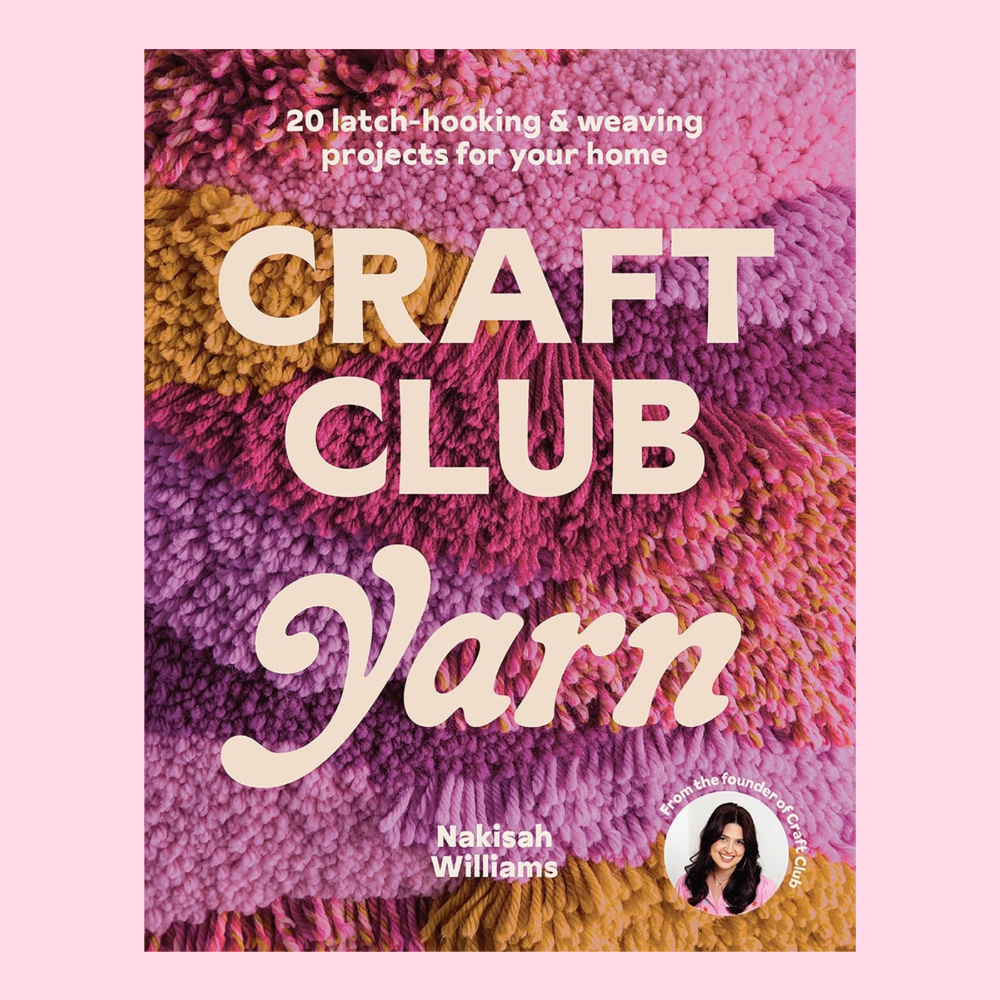 The front cover of "Craft Club Yarn" with colorful yarn in the background of the text
