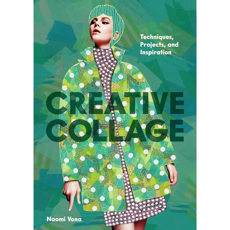 Book cover of 'Creative Collage' with a person wearing a colorful outfit on a green background