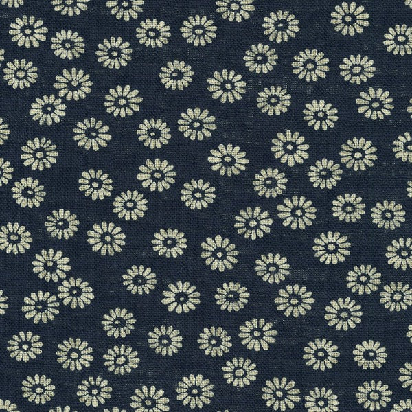 Sevenberry: Nara Cotton Homespun Daises in Indigo Fabric Robert Kaufman