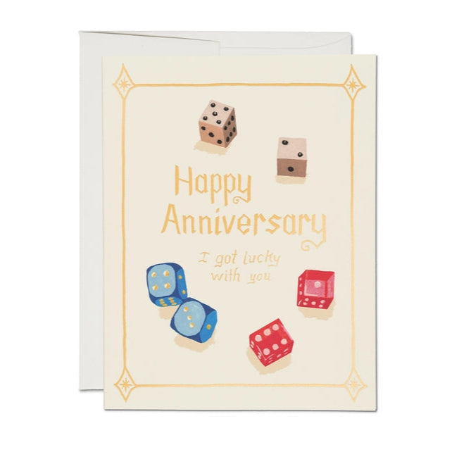 Lucky Dice Anniversary Card Greeting Cards Red Cap Cards