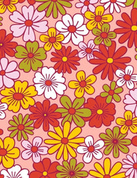 Colorful floral pattern on a pink background