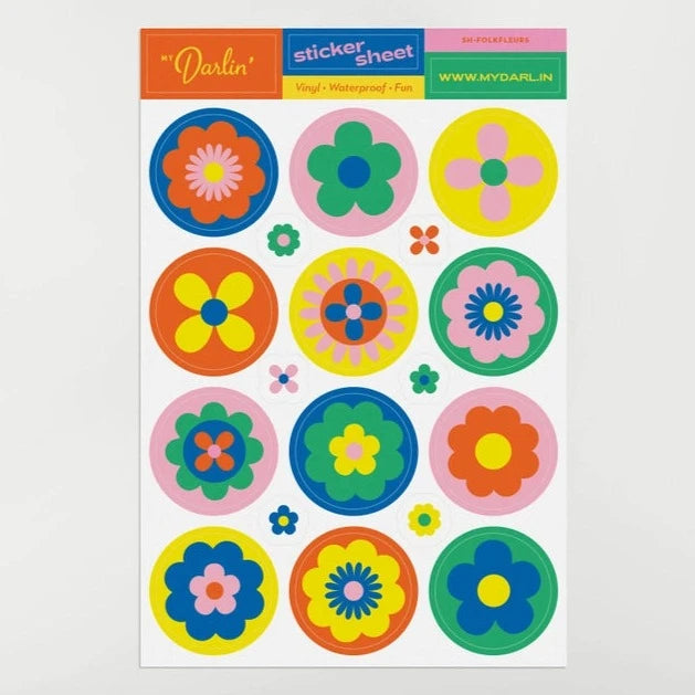 Folk Fleurs Sticker Sheet Stickers My Darlin'