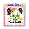 Vinyl sticker with a cute bear design and text on a colorful checkered background