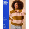 Book cover of 'Wool and the Gang' with a woman wearing a striped sweater on a beige background