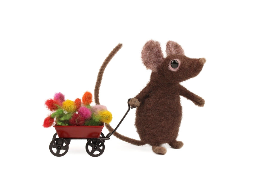 Flower Cart Mouse Needle Felt Kit Kit The Makers