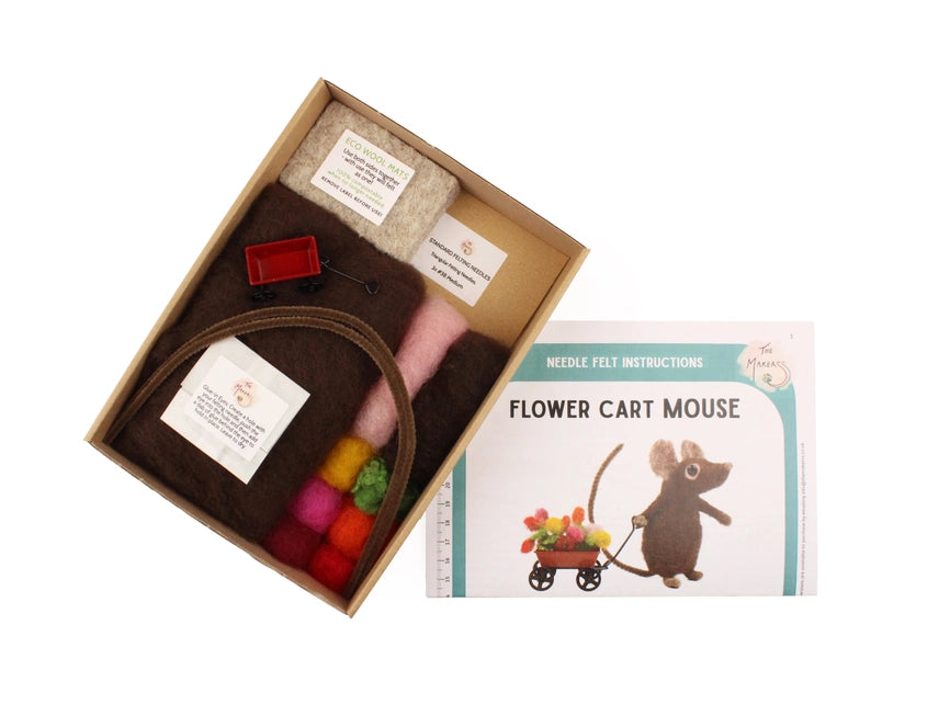 Flower Cart Mouse Needle Felt Kit Kit The Makers