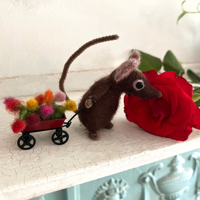 Flower Cart Mouse Needle Felt Kit