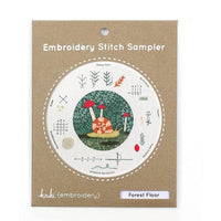 Forest floor embroidery stitch sampler