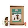 Gardening mouse needle felting kit with packaging on a white background