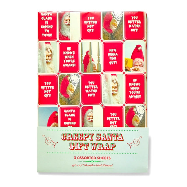 Creepy Santa Mixed Gift Wrapping Paper Set Gift Wrap Smitten Kitten