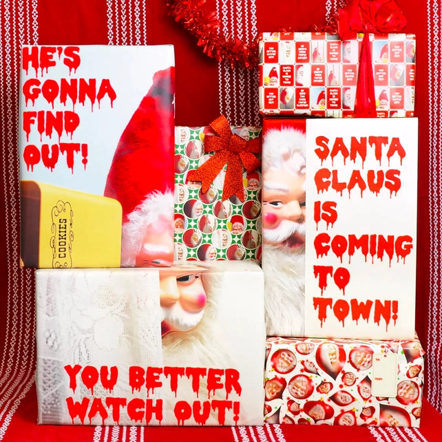 Creepy Santa Mixed Gift Wrapping Paper Set Gift Wrap Smitten Kitten