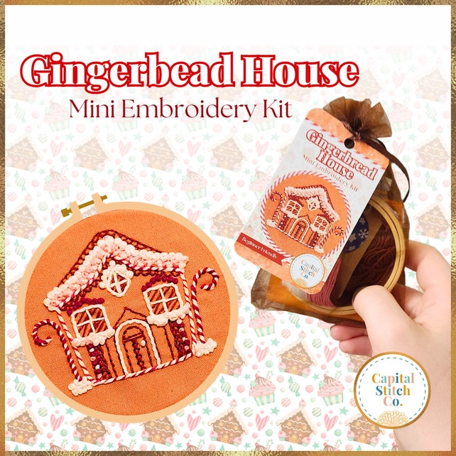 Gingerbread House Mini Embroidery Holiday Kit Kit Capital Stitch Co.