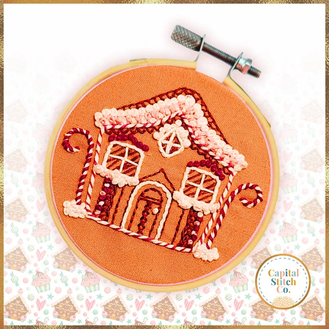 Gingerbread House Mini Embroidery Holiday Kit Kit Capital Stitch Co.