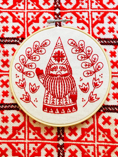 Nordic "Jul" Gnome Complete Embroidery Kit Kit Hook, Line & Tinker