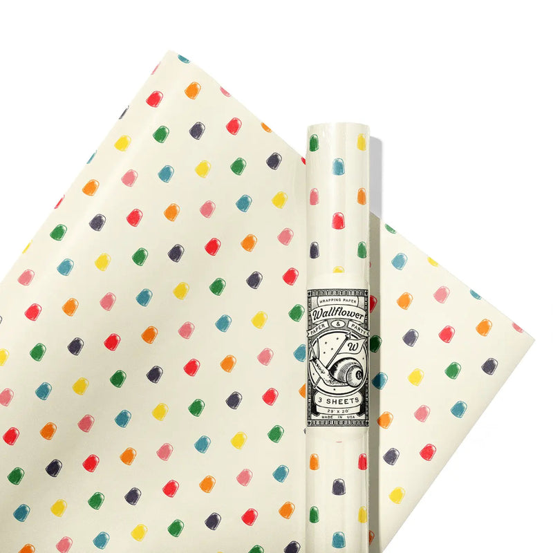 Pack of paper with colorful gumdrop pattern on a white background