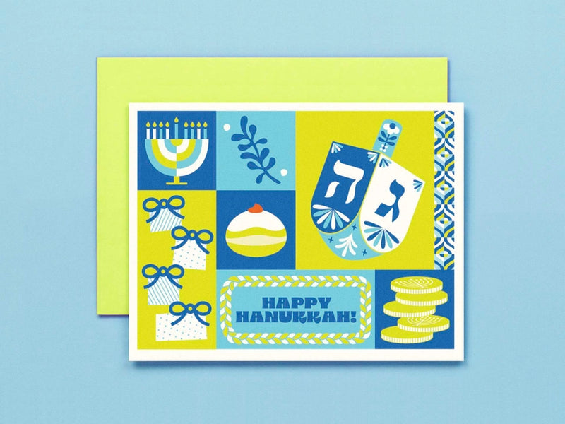 Colorblock Happy Hanukkah Card Set - Boxed Set of 8 Cards Greeting Cards My Darlin'