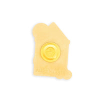 A gold pin backing embossed with the brand name 'Sarah Hearts'.