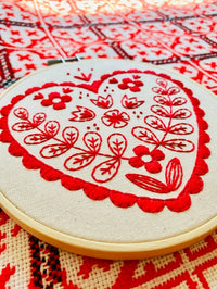 Nordic Heart Complete Embroidery Kit Kit Hook, Line & Tinker