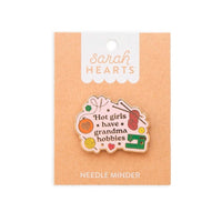 Needle minder with humorous design on a 'Sarah Hearts' branded card