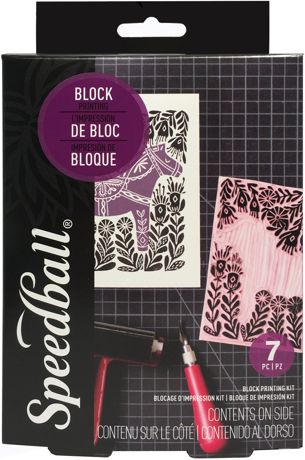 Speedball Block Printing Starter Kit in a cardboard box on a white bacground