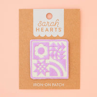 Lavender Quilt Block Iron-On Patch Sarah Hearts