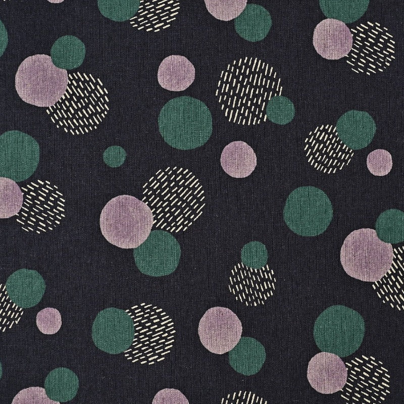 Le Bouquet Cotton Linen Canvas by Kokka in Black Fabric Kokka