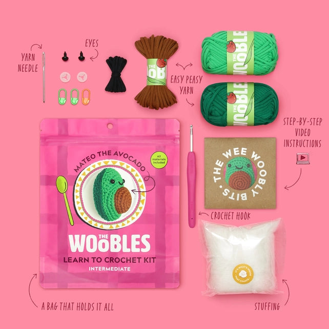 Items included in the crochet kit