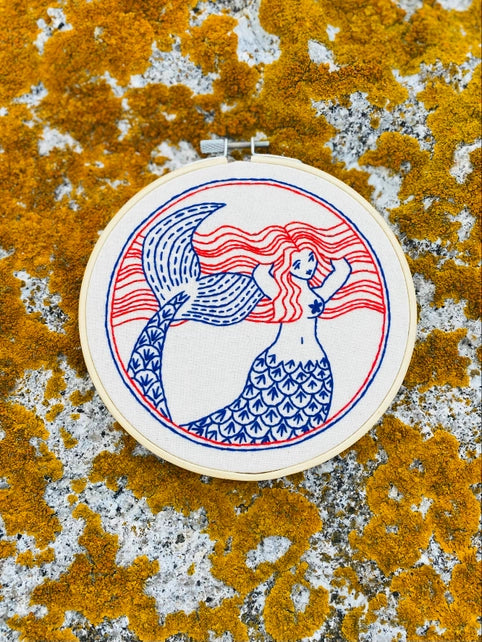 Mermaid Complete Embroidery Kit Kit Hook, Line & Tinker