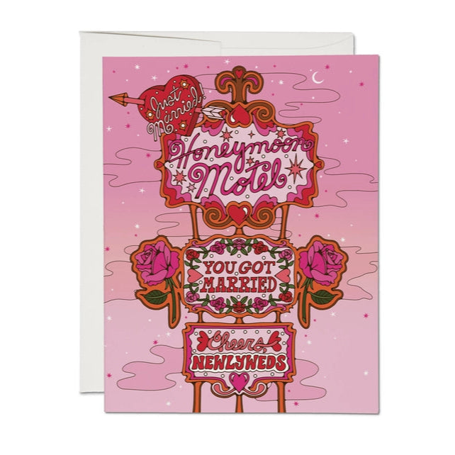 Honeymoon Motel Newlywed Card Greeting Cards Red Cap Cards