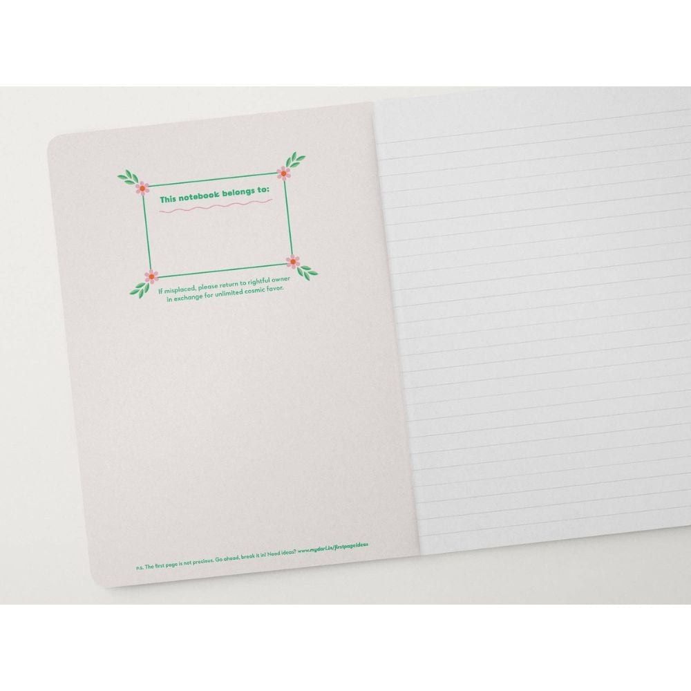 Notebook with a decorative cover on a white background