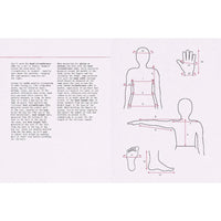 A page with multiple diagrams showing body measurement points for sizing, including a full body outline with labeled measurements for head, shoulders, chest, waist, hips, arms, hands, legs, and feet.