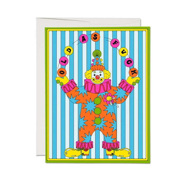 Old Clown Birthday Card Greeting Cards Red Cap Cards