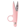 Pink scissors with silver blades on a white background