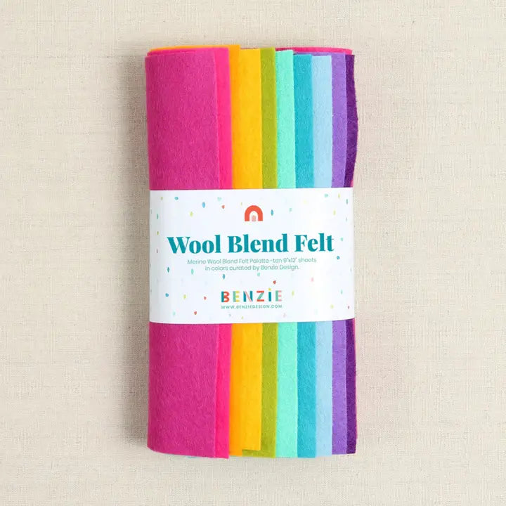 Wool blend felt sheets in an assortment of bright colors