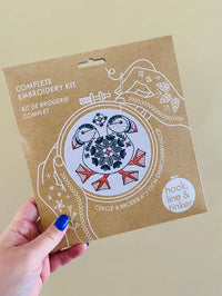 Puffin Complete Embroidery Kit Kit Hook, Line & Tinker