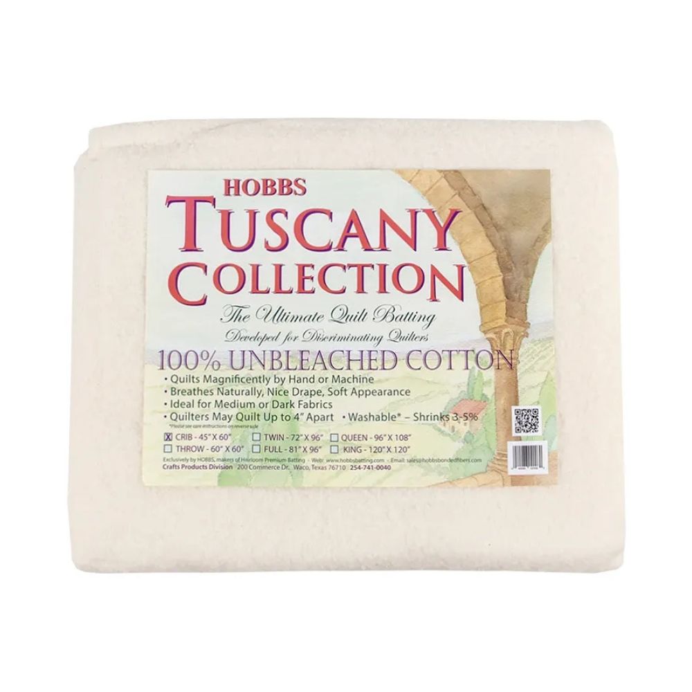 Hobbs Tuscany Collection quilt batting packaging on a white background