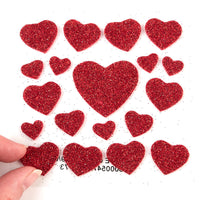 Red Glitter Heart Foam Stickers