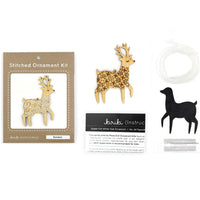 Stitched ornament kit with deer design on a white background