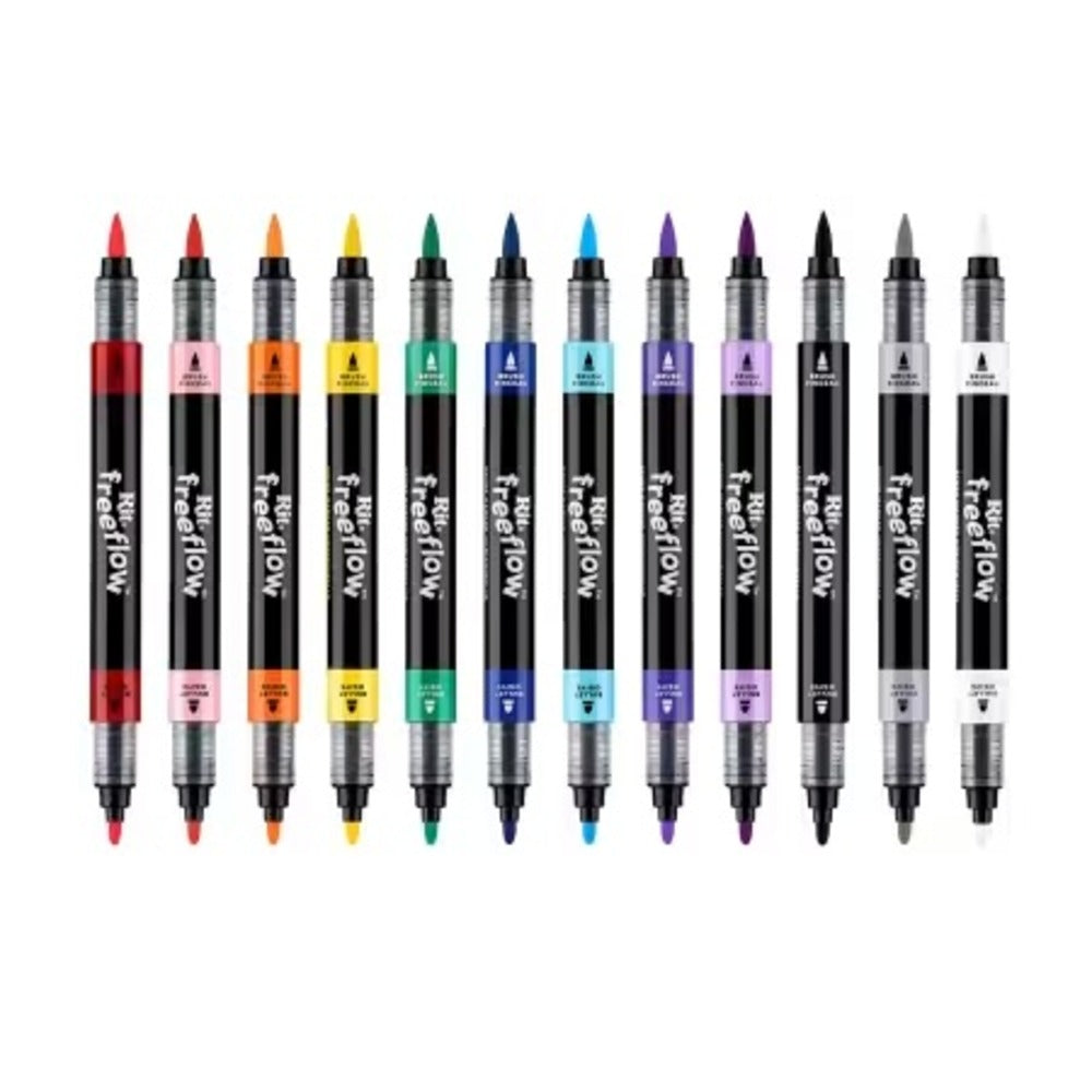 A row of open colorful fabric markers.