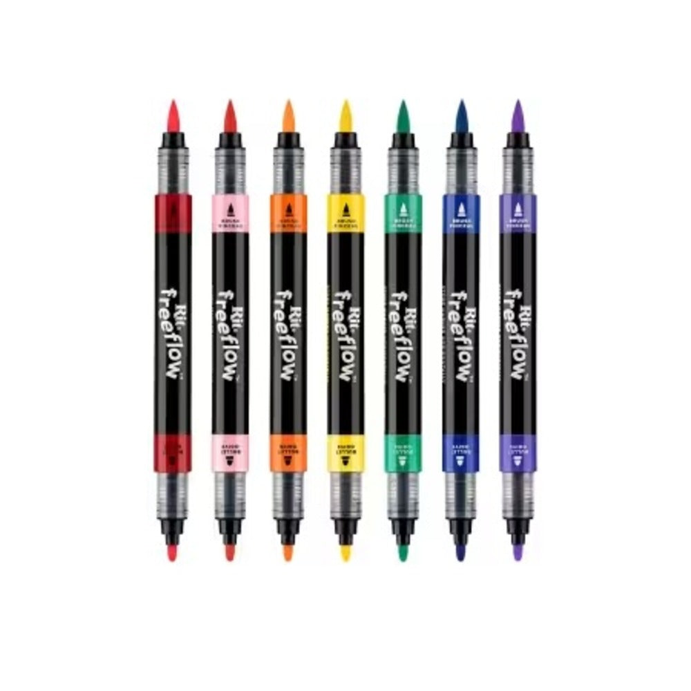 A row of open colorful fabric markers.
