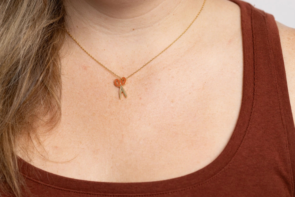 Scissors Pendant Necklace Yellow Owl Workshop